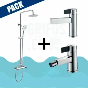 Pack barre de douche chrome + robinet lavabo + robinet bidet – ELBA VAROBATH