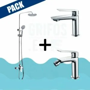 Pack barre de douche chrome + robinet lavabo + robinet bidet – LUXOR VAROBATH