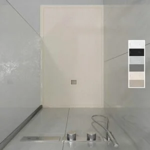 ABSOLUTE Receveur de douche en résine avec cadre crème – texture ardoise – antibactérien et antidérapant. Couleurs au choix.