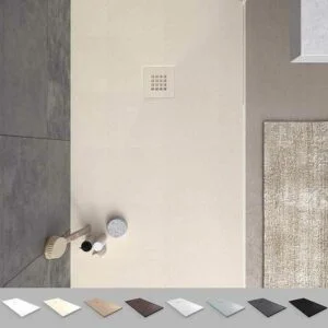 Receveur de douche en résine MYSTONE Crème et autres coloris exclusifs texture ardoise antibactérienne et antidérapante
