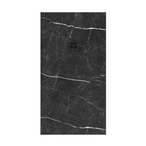 Receveur de douche en résine avec texture ardoise. Effet marbre noir Sahara – antidérapant STONE 3D modern