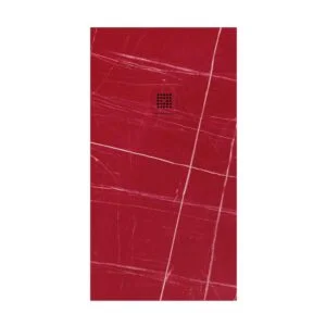 Receveur de douche en résine avec texture ardoise. Effet marbre rouge Sahara – antidérapant STONE 3D moderne