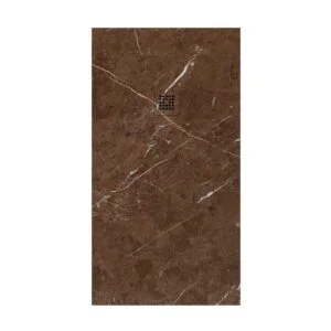 Receveur de douche en résine avec texture ardoise. Effet marbre Sahara marron – antidérapant STONE 3D moderne