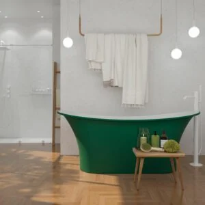 Baignoire îlot CAROLLA ovale solid surface 158.4×68.9 cm