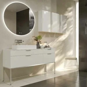 ELLA meuble de salle de bain sur pieds 4 tiroirs finition BLANC