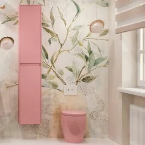 Colonne de salle de bain suspendue 2 portes 185 cm x 35 cm x 25 cm finition PALO PINK