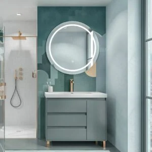 Meuble de salle de bain sur pieds 3 tiroirs / 1 porte finition CARMEN GRAFITO