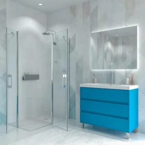 Meuble de salle de bain sur pieds 3 tiroirs CARMEN finition BLEU CIEL