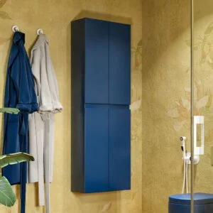 Colonne de salle de bain 4 portes suspendues 185 cm x 50 cm x 25 cm finition BLEU COBALT