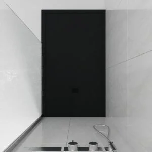 ABSOLUTE Receveur de douche en résine avec cadre noir – texture ardoise – antibactérien et antidérapant. Couleurs au choix.