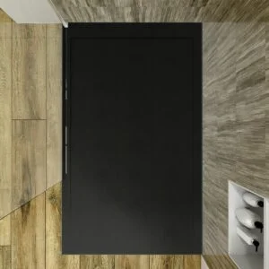 Receveur de douche en résine avec cadre noir SYSTEM – couleurs au choix – texture ardoise – antibactérien et antidérapant