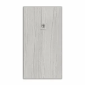 Receveur de douche en résine texture ardoise Finition effet bois Peuplier Blanc – antidérapant STONE 3D modern