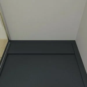 URBANSTONE Receveur de douche en résine avec cadre graphite et texture ardoise, antibactérien et antidérapant. Couleurs au choix. Grille cachée.