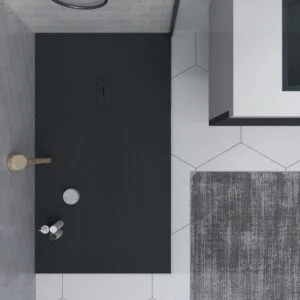 AGAPE Receveur de douche en résine Graphite et autres couleurs exclusives – avec texture ardoise – antibactérien et antidérapant