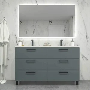 NEXO meuble de salle de bain sur pieds 6 tiroirs GRAFITO