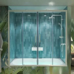 Pare-baignoire FLARE façade 2 fixes – 2 portes coulissantes BLANC MAT
