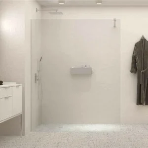 Paroi de douche fixe profilé inox ZEN - verre 10 MM avec traitement anticalcaire inclus