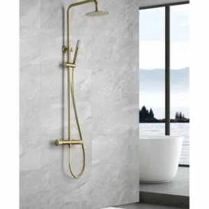 Colonne de douche thermostatique Line or brossé [ VAROBATH ]