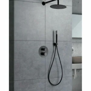 Colonne de douche thermostatique à encastrer Line Black Gun Metal [ VAROBATH ]