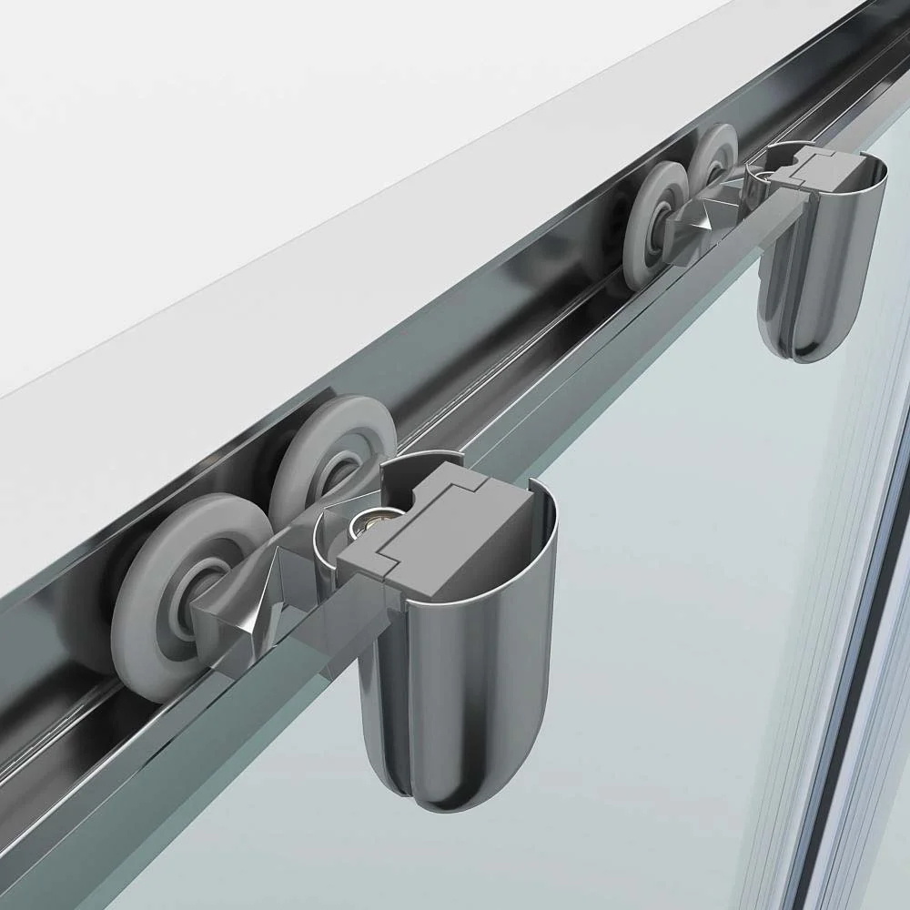 Paroi de douche frontale FRAME 1 fixe -1 porte coulissante. Finition CHROME BRILLANT – Image 4