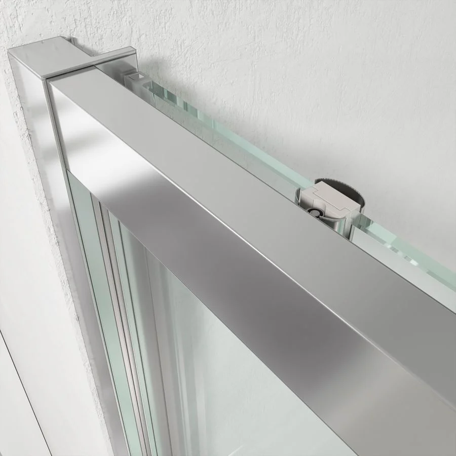 Paroi de douche frontale FRAME 1 fixe -1 porte coulissante. Finition CHROME BRILLANT – Image 2