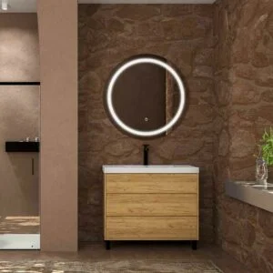 Meuble de salle de bain sur pieds 3 tiroirs CARMEN finition CHÊNE CLAIR