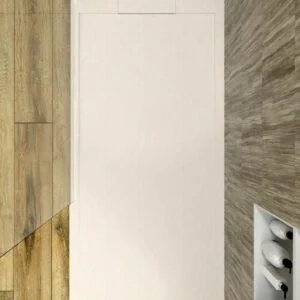 Receveur de douche en résine avec cadre crème System – couleurs au choix – texture ardoise – antibactérien et antidérapant