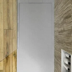 Receveur de douche avec cadre en résine SYSTEM Gris Ciment – ​​couleurs au choix – texture ardoise – antibactérien et antidérapant