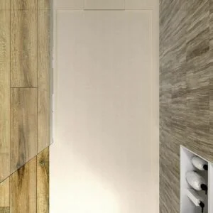 Receveur de douche en résine avec cadre SYSTEM Moka – couleurs au choix – texture ardoise – antibactérien et antidérapant