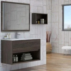Meuble de salle de bain VALERIA suspendu 1 tiroir- 1 trou avec vasque céramique