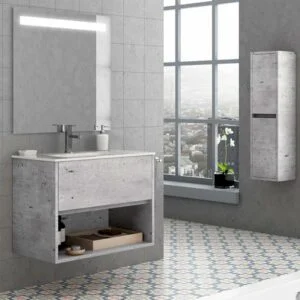VALERIA meuble de salle de bain divers coloris suspendu 1 tiroir – 1 niche avec vasque céramique