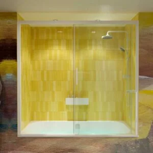 Pare-baignoire FLARE façade 1 fixe - porte coulissante BLANC MAT