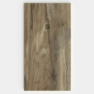 Receveur de douche en résine texture ardoise finition effet Bois Noyer Somoa – antidérapant STONE 3D moderne
