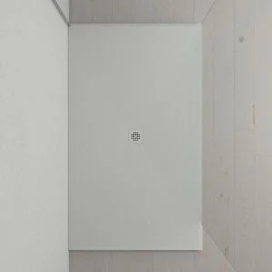 Extra-Large Receveur de douche XXL en résine avec texture ardoise et finition antidérapante SABLE Ral 9001