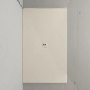 Extra-Large Receveur de douche XXL en résine avec texture ardoise et finition antidérapante BLANC CASSÉ Ral 9001
