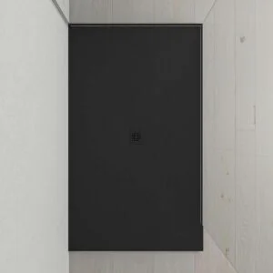 Extra-Large Receveur de douche XXL en résine avec texture ardoise et finition antidérapante NOIR Ral 9005