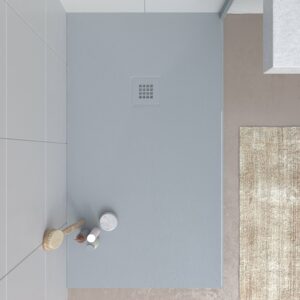 Receveur de douche en résine MYSTONE Gris RAL 7040 et autres coloris exclusifs texture ardoise antibactérienne et antidérapante