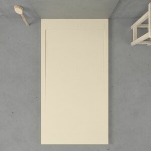 Receveur de douche en résine avec cadre URBANSTONE Ivoire RAL 1015 texture ardoise antibactérien et antidérapant. Coloris au choix. Grille cachée
