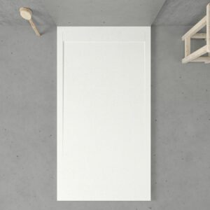 URBANSTONE Receveur de douche en résine avec cadre blanc texture ardoise, antibactérien et antidérapant. Couleurs au choix. grille cachée