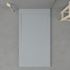 Receveur de douche avec cadre en résine URBANSTONE Gris Ciment avec texture ardoise, antibactérien et antidérapant. Couleurs au choix. Grille cachée.