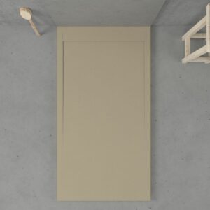 URBANSTONE Receveur de douche en résine avec cadre Moka, texture ardoise, antibactérien et antidérapant. Couleurs au choix. grille cachée