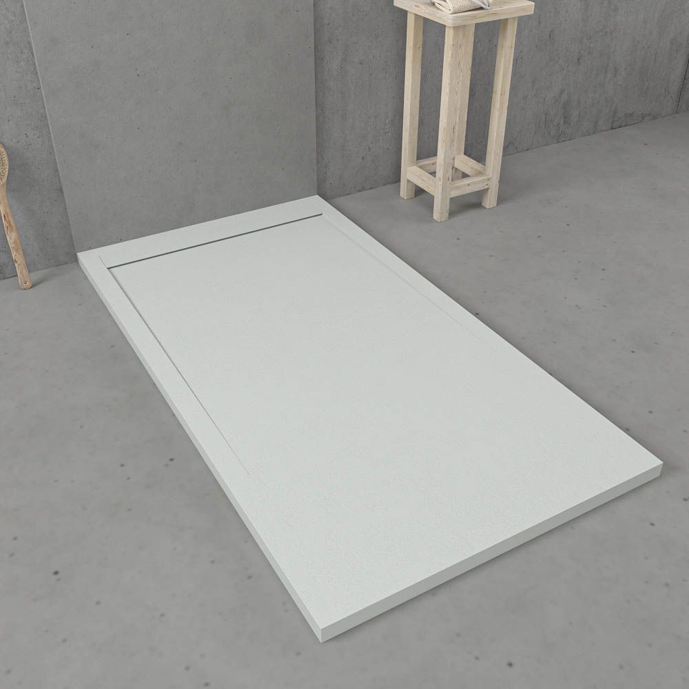 URBANSTONE Receveur de douche en résine avec cadre sable et texture ardoise, antibactérien et antidérapant. Couleurs au choix. Grille cachée. – Image 2