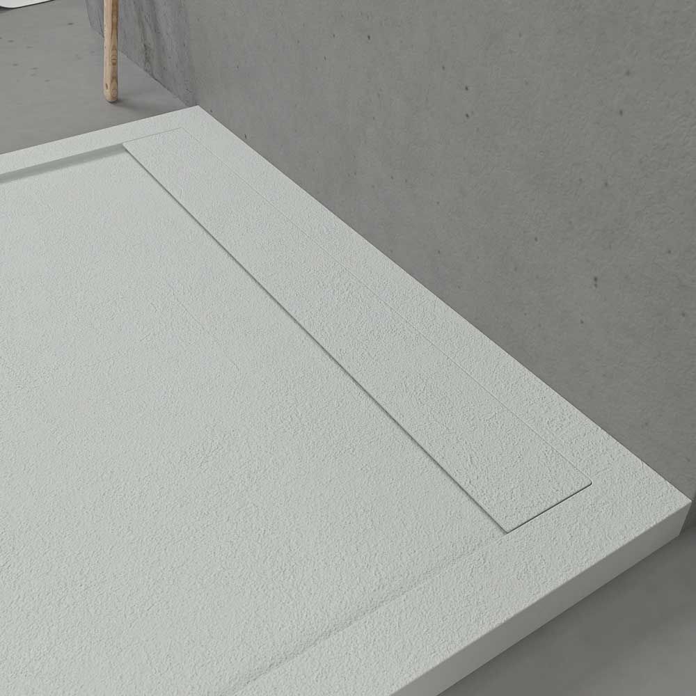 URBANSTONE Receveur de douche en résine avec cadre sable et texture ardoise, antibactérien et antidérapant. Couleurs au choix. Grille cachée. – Image 4