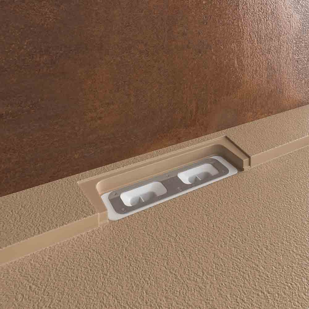 Receveur de douche en résine STYLE – couleur moka RAL-1019 et autres – texture ardoise – antibactérien et antidérapant. grille cachée – Image 2