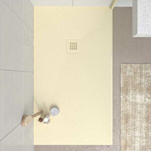 Receveur de douche en résine MYSTONE Ivoire RAL 1015 et autres coloris exclusifs texture ardoise antibactérienne et antidérapante